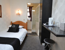 Single en-suite room. A quieter room at the rear of the Guest House.