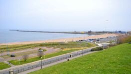 South Shields Pier seen from the Lawe top hill.