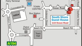 Map showing how to get to South Shore by road.